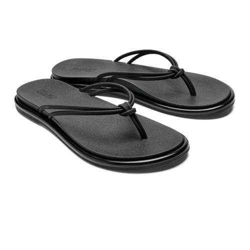 Olukai Aka Flip Flops Womens 6 Black Stylish Knot Detail Slip On Sandals DAB109