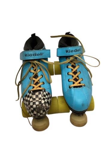 Used Riedell DART Senior Roller Quad Skates Carolina Blue Senior 8 11443-S000203618