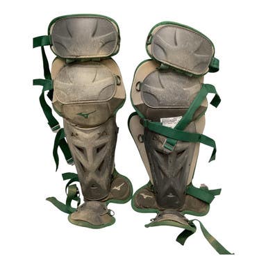 Used Mizuno SAMURAI Catchers Leg Guards Green Intermed 11443-S000203240