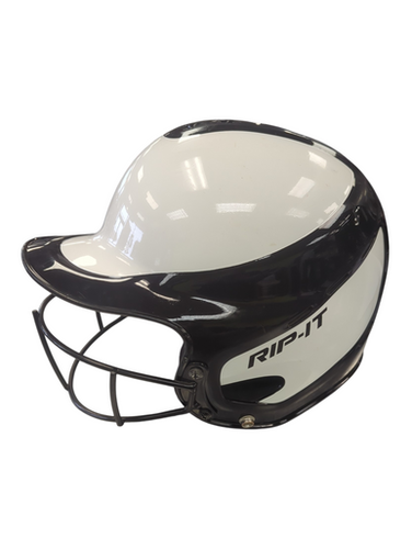 Used RIP-IT BLK/WHT M/L 6 1/2 - 7 3/8 Batting Helmet w/Mask White And Black LG 11862-S000093054