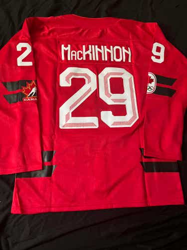 NEW Nathan MacKinnon Team Canada Olympic Hockey Men's Jersey Stitched Size XL