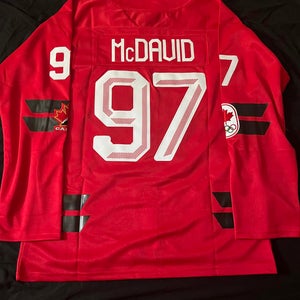 NEW Connor McDavid Team Canada Olympic Hockey Men's Jersey Stitched Size XL