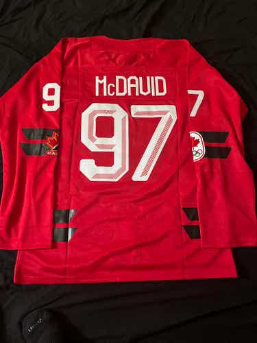 NEW Connor McDavid Team Canada Olympic Hockey Men's Jersey Stitched Size XL
