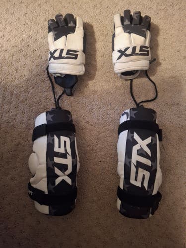 STX Stallion 75 Lacrosse Gloves and Arm Pads (Used) Youth Small