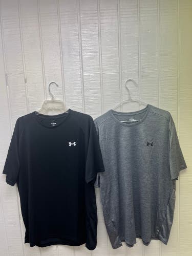 Under Armour Activewear Tee Men’s XL Bundle of 2 Shirts Gray Black Sports Workout Casual