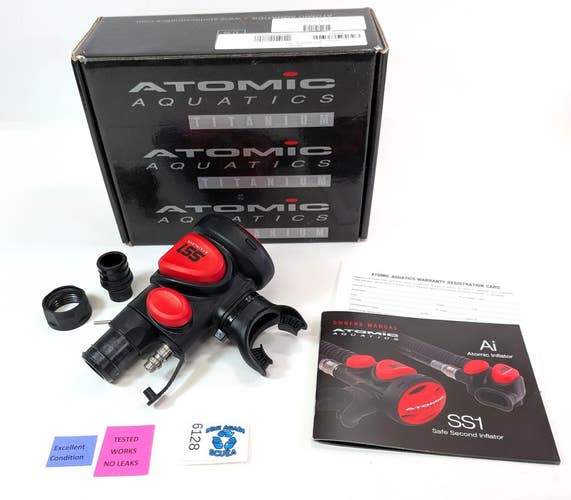 Atomic Aquatics SS1 Safe Second BC BCD Octo Inflator Scuba Dive RED Air 2 NICE