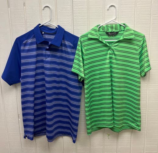 Under Armour Polo Golf Shirt Men’s Large Bundle of 2 SS Striped Shirts Casual