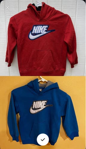 Nike Hoodie Bundle Kids Size 6 Sweatshirts (2) Red Blue Embroidered Casual