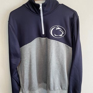 Penn State Men’s Medium Quarter Zip Lightweight Sweatshirt College Sportswear Navy Blue/Gray