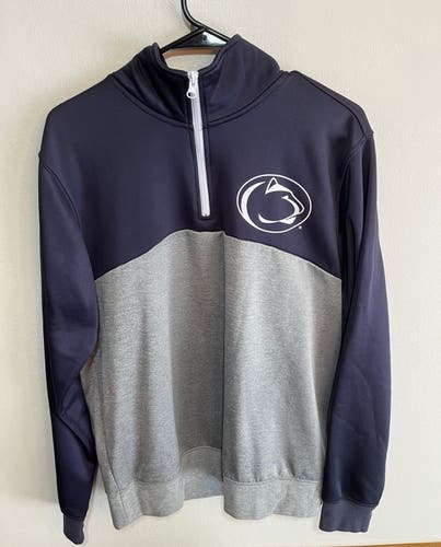 Penn State Men’s Medium Quarter Zip Lightweight Sweatshirt College Sportswear Navy Blue/Gray