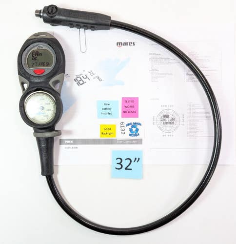 Mares Mission Puck 2 Scuba Dive Computer 2 Gauge Console Nitrox Compatible