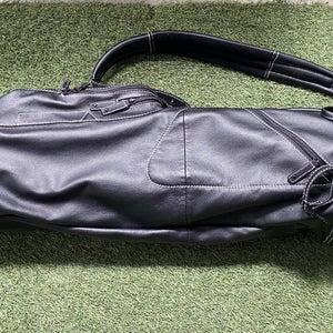 Sun Mountain Leather Sunday Carry Bag Black 4-Way Divide Single Strap Golf Bag