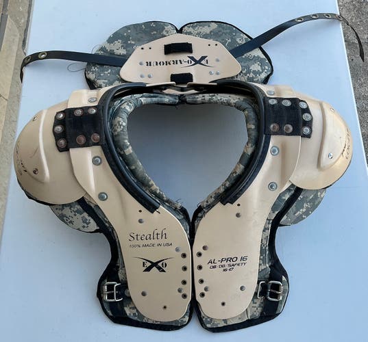Small Adult (16-17) Exo Armour Stealth AL-Pro 16 Shoulder Pads QB/DB/Safety (Used)