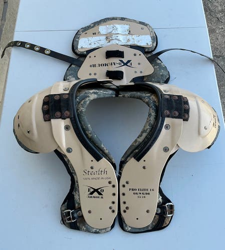 XS Adult (15-16) Exo Armour Stealth Pro Elite 16 Shoulder Pads QB/WR/DB (Used)