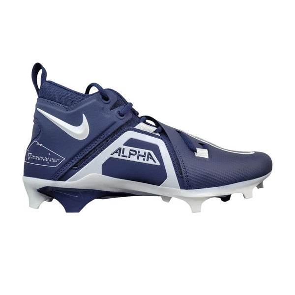 new mens 11.5 nike alpha menace pro 3 mid molded football/lacrosse cleats navy/white ct6649