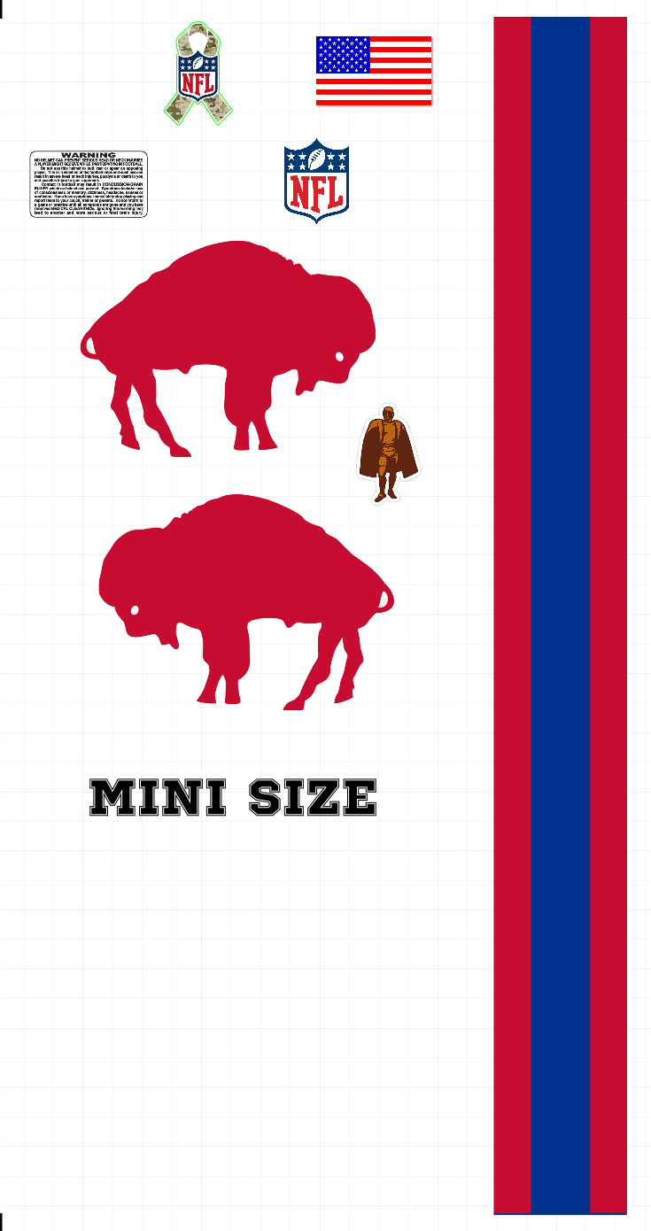 Decalcomanie Per Mini Casco Calcio &ndash; Buffalo Bills &ndash; Linea Rossa &ndash; Adesivi Personalizzati