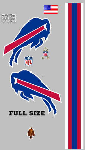 Buffalo Bills football helmet Full Size vinyl decals 8 Mil Convex Gear Wrap