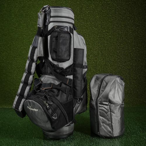 Pinseeker Staff/Cart Bag 6 Way Divider Gray & Black Classic Style ~ LOOK!!
