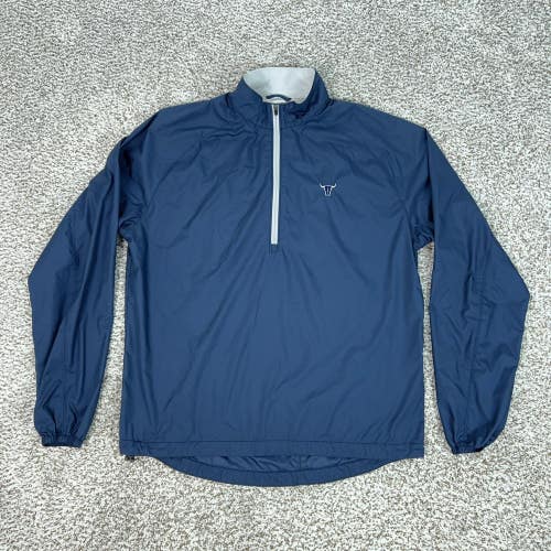 Peter Millar Jacket Mens Medium Blue Quarter Zip Windbreaker Golf Crown Sport