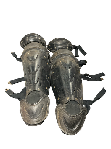 Used All-Star BLACK SHIN GUARDS Catchers Leg Guards Black Intermed 11834-S000047504