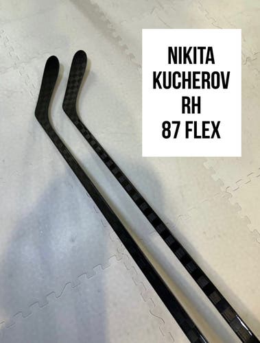 Senior(2x)Right Kucherov 87 Flex 67” Toe Pattern PROBLACKSTOCK Unbranded Pro Stock Hockey Sticks