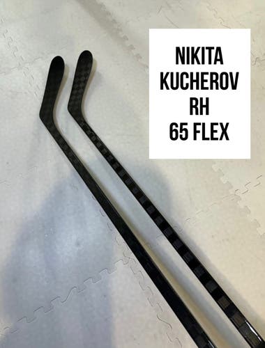 Senior(2x)Right Kucherov 65 Flex 66” Toe Pattern PROBLACKSTOCK Unbranded Pro Stock Hockey Sticks