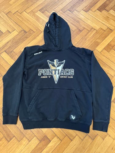 Pro Stock Bonnyville Pontiacs AJHL Black Men's Medium Bauer Sweatshirt (Used)
