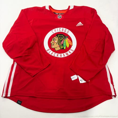 Used Red Prime Green Chicago Blackhawks Adidas MIC Practice Jersey | Size 56