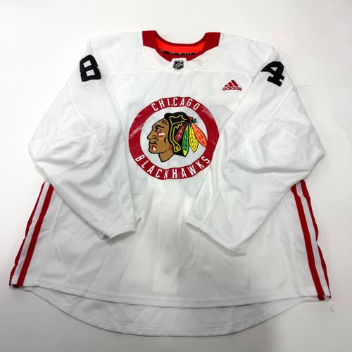 Used White Chicago Blackhawks Adidas MIC Practice Jersey | Size 56 | Greene #84