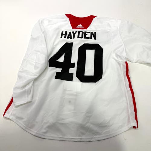 Used White Chicago Blackhawks Adidas MIC Practice Jersey | Size 58 | Hayden #40
