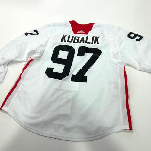 Used White Chicago Blackhawks Adidas MIC Practice Jersey | Size 56 | Kubalik #97