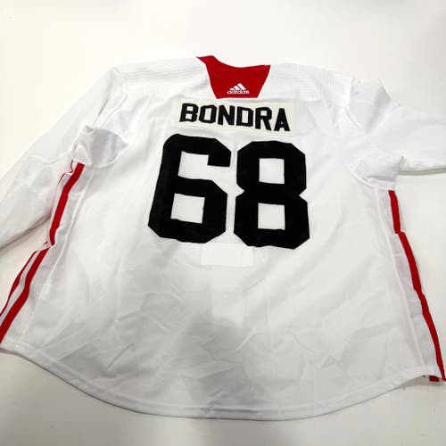Used White Chicago Blackhawks Adidas MIC Practice Jersey | Size 58+ | Bondra #68