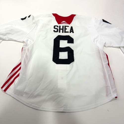 Used White Chicago Blackhawks Adidas MIC Practice Jersey | Size 56 | Shea #6