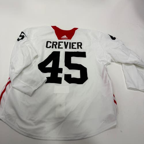 Used White Chicago Blackhawks Adidas MIC Practice Jersey | Size 58+ | Crevier #45
