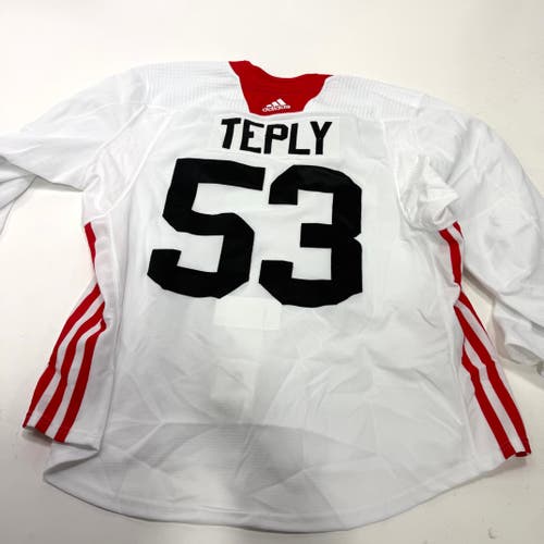 Used White Chicago Blackhawks Adidas MIC Practice Jersey | Size 56 | Teply #53