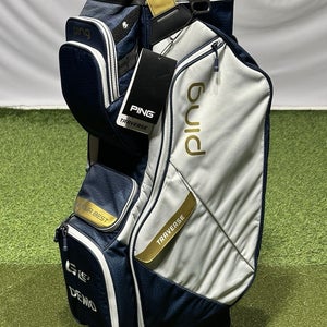 PING Traverse G Le3 Demo 214 Golf Cart Bag 14-Way Color: Blue Coral/Gold NEW