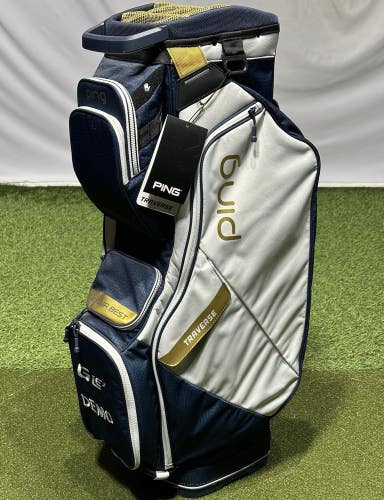 PING Traverse G Le3 Demo 214 Golf Cart Bag 14-Way Color: Blue Coral/Gold NEW