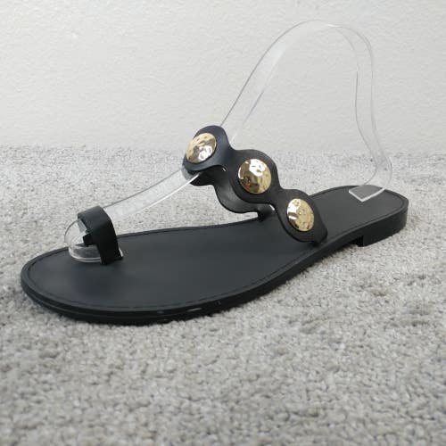Banana Republic Womens Size 9 Shoes Toe Loop Sandals Black Flats Hammered Metal