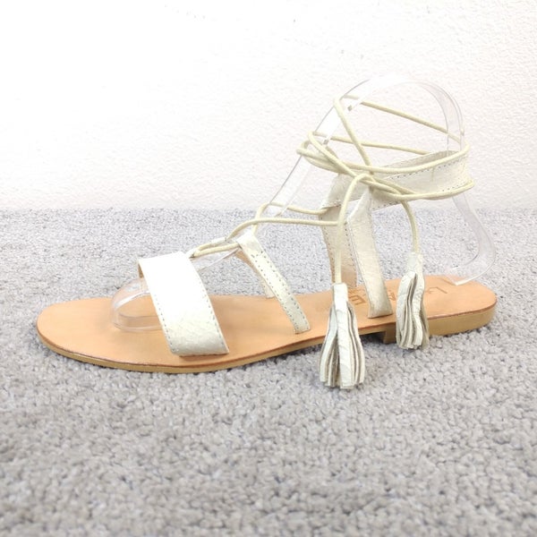 L SPACE by COCOBELLE Womens Size 8.5 Sandals Ankle Wrap White Leather