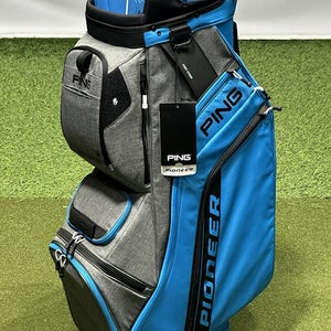 PING Pioneer 214 Cart Golf Bag 15-Way Color: Blue/Heather Gray/Black NEW!