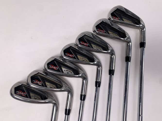 Callaway Razr X Iron Set 6-PW+SW+LW Uniflex Steel Mens RH JumboMax Grips +3"