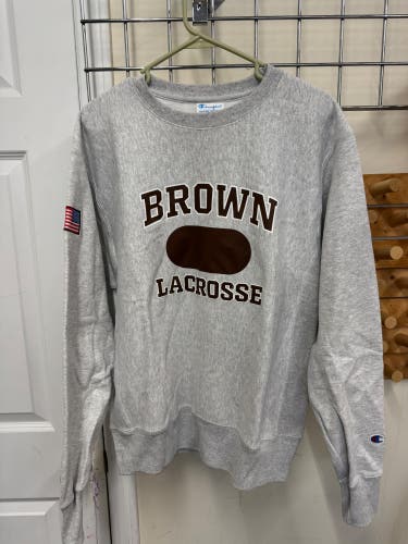 Gray Men's Brown Lacrosse Medium Champion Crewneck(New)