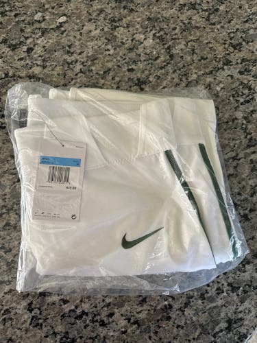 Nike Vapor Select Baseball Pants White with Green Piping Adult Medium