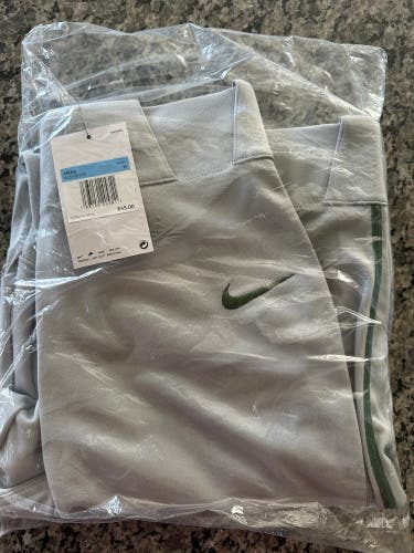 Nike Vapor Select Baseball Pants Gray with Green Piping Adult Medium