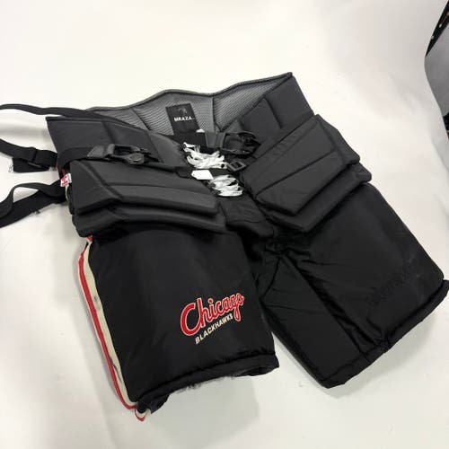 Used Black Chicago Blackhawks Winter Classic Vaughn Pro Goalie Pants | XL? | Mrazek | BH255