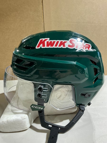 CCM Tacks 710 Pro Stock Hockey Helmet Visor Combo Medium Forest Green WILD (Used) 44793