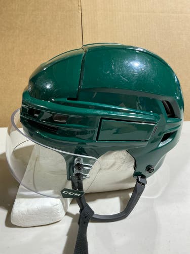 CCM Tacks 910 Pro Stock Hockey Helmet Visor Combo Medium Forest Green WILD (Used) 11586