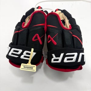 Used Black and Red Chicago Blackhawks Bauer Hyperlite Gloves | 13" | Nick Foligno | BH270