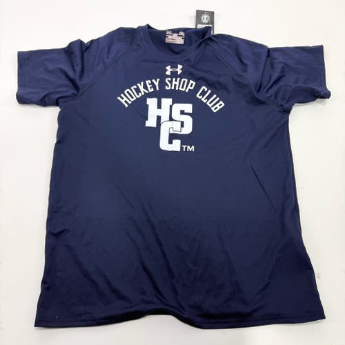 New Navy Under Armour Hockey Shop Club T-Shirt | Medium | A85