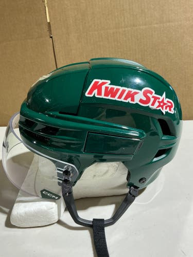 CCM Super Tacks X Pro Stock Hockey Helmet Visor Combo Medium Forest Green WILD (Used) 20486